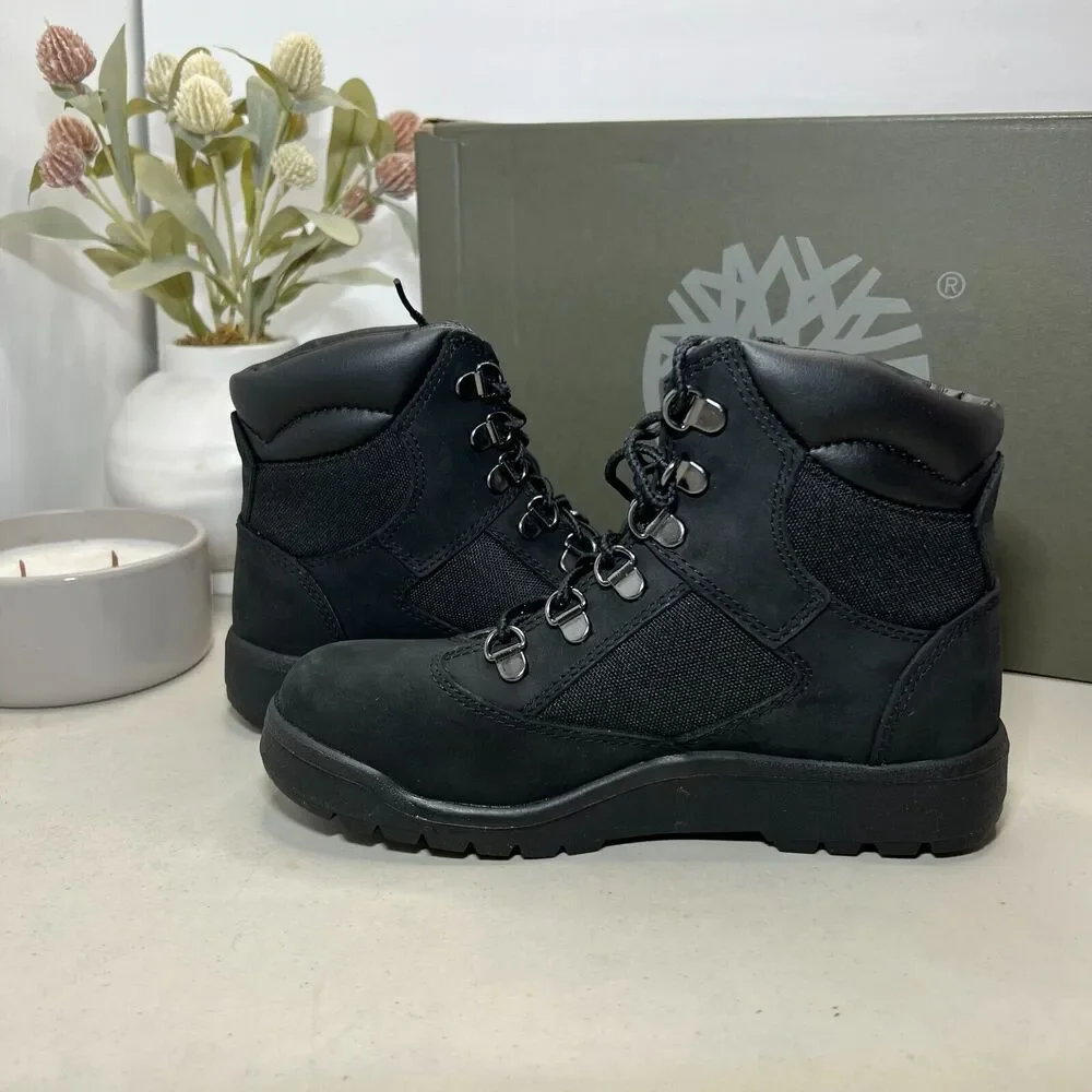 Timberland Field 6-Inch Hiking Boot Black Nubuck 44990/A6098 Boys US 3.5 NWB